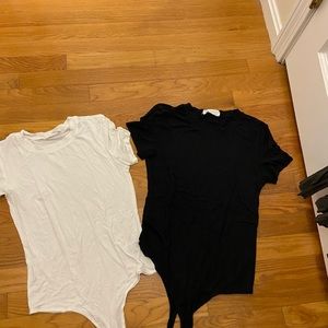 Size Medium Black and White Tshirt Body Suits. EUC!